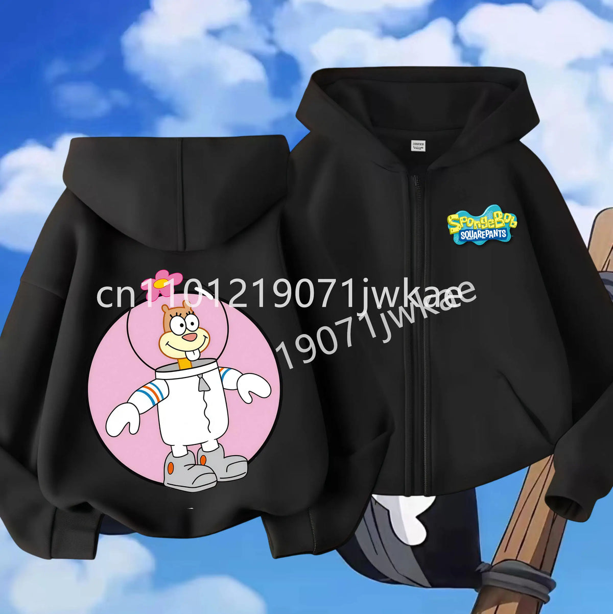 Hoodies Coat SpongeBob SquarePants Children Gifts Zipper Style Girls Boys Age 3-12 Kids Fashion Black Pink Fashion Sweatshirt