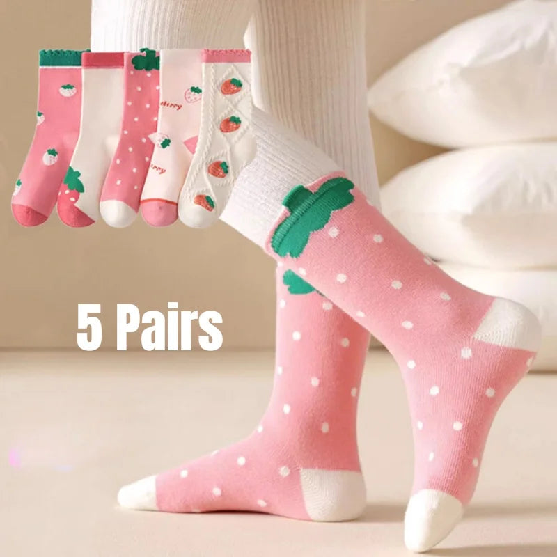 5 Pairs Baby Children's Socks Cartoon Spring Autumn Animal Kids Sock Girls Cute Boy Toddler Socks 1-12 Years