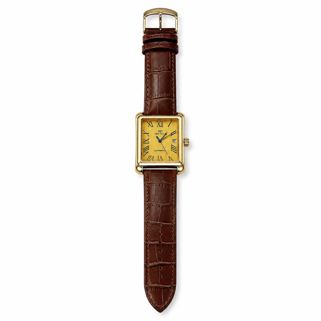 Men Vintage Square Automatic Mechanical Watch,  Business Dress Casual Watch, Gift for Father Husband, Daily Office Party Wear