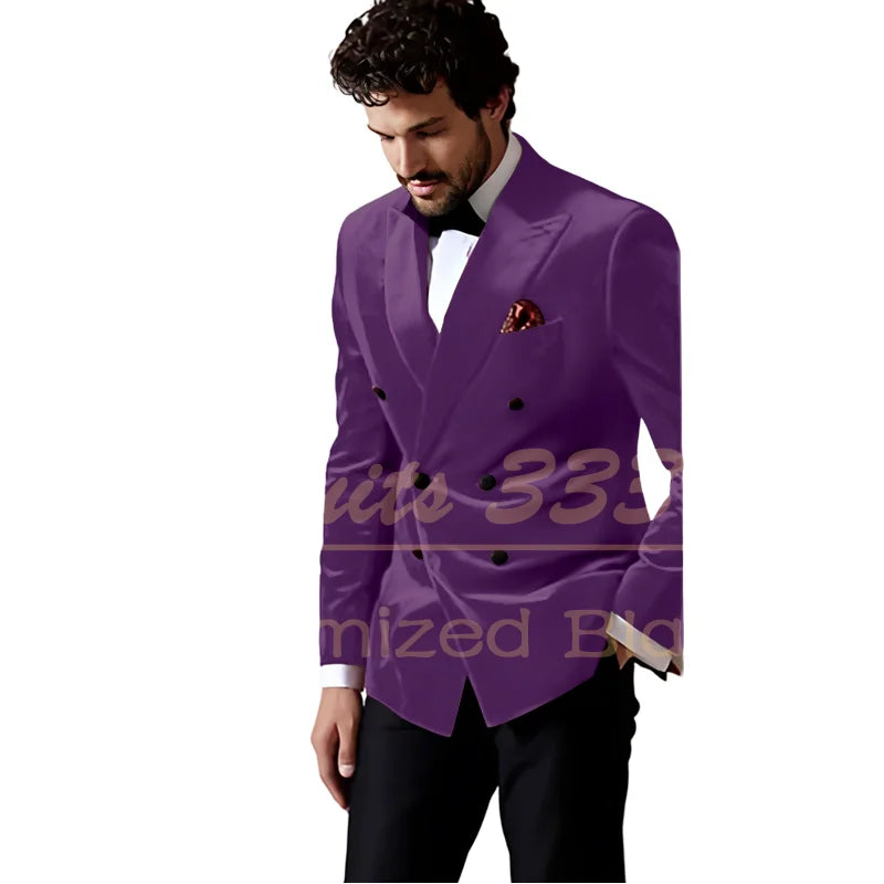 Velvet Double Breasted Blazer 1 Piece Slim Fit Smoking Suit Jacket for Men Fashion Party Groom 2025 Wedding Slim Fit Outfits