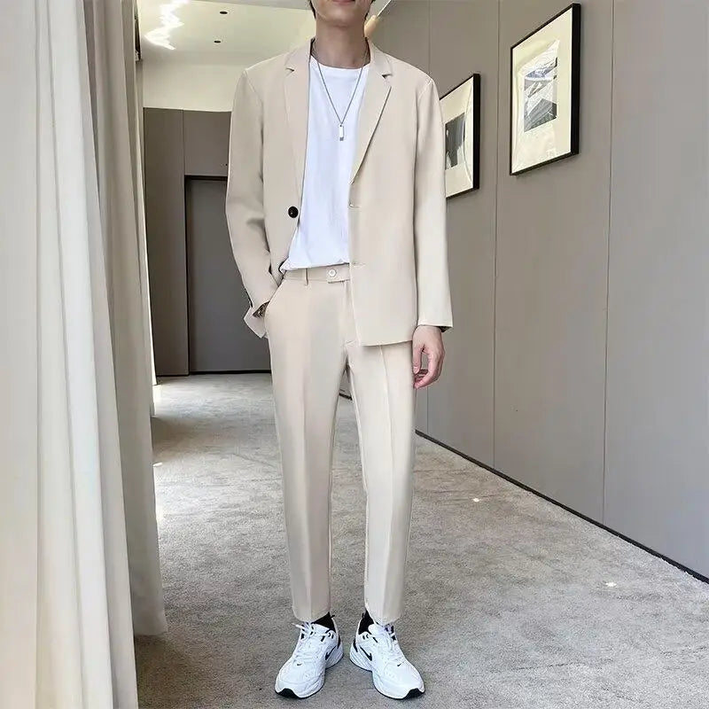 Men's Casual Half Sleeve Suit Jacket Polyester Fiber Breathable round Hemline Single Button Closure Standard Fit Adult Wear
