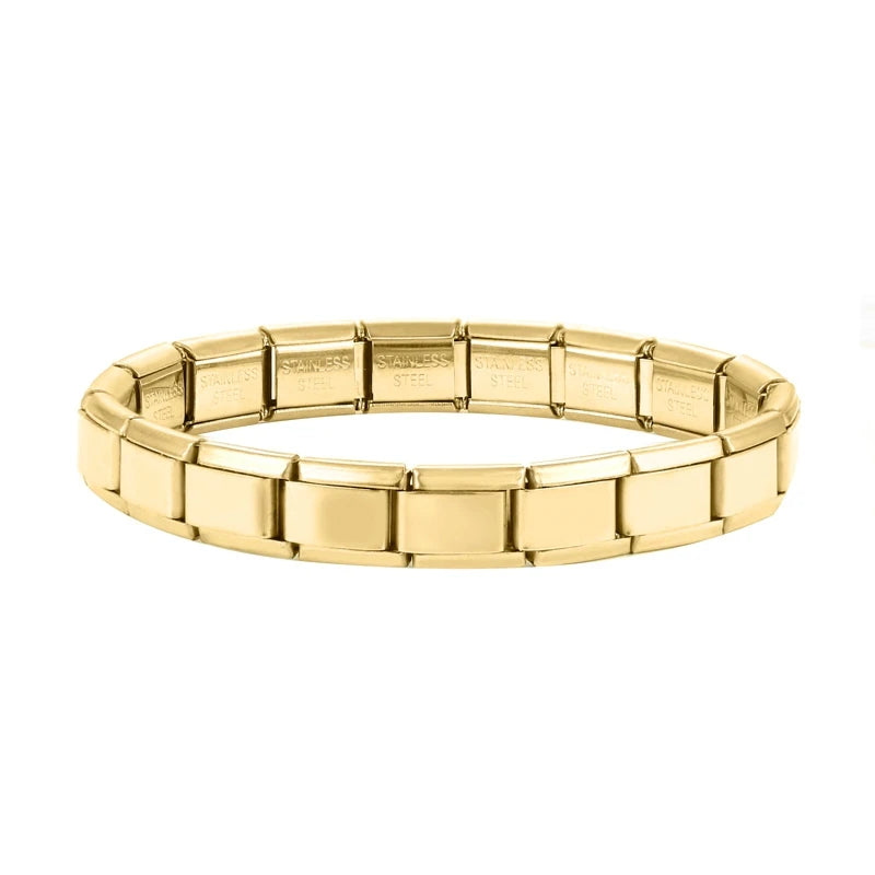 Men's Women's Jewelry DIY 9MM Width Italian Elastic Charm Bracelets Gold Silver Solid Color Stainless Steel Fashion Bangle Basic