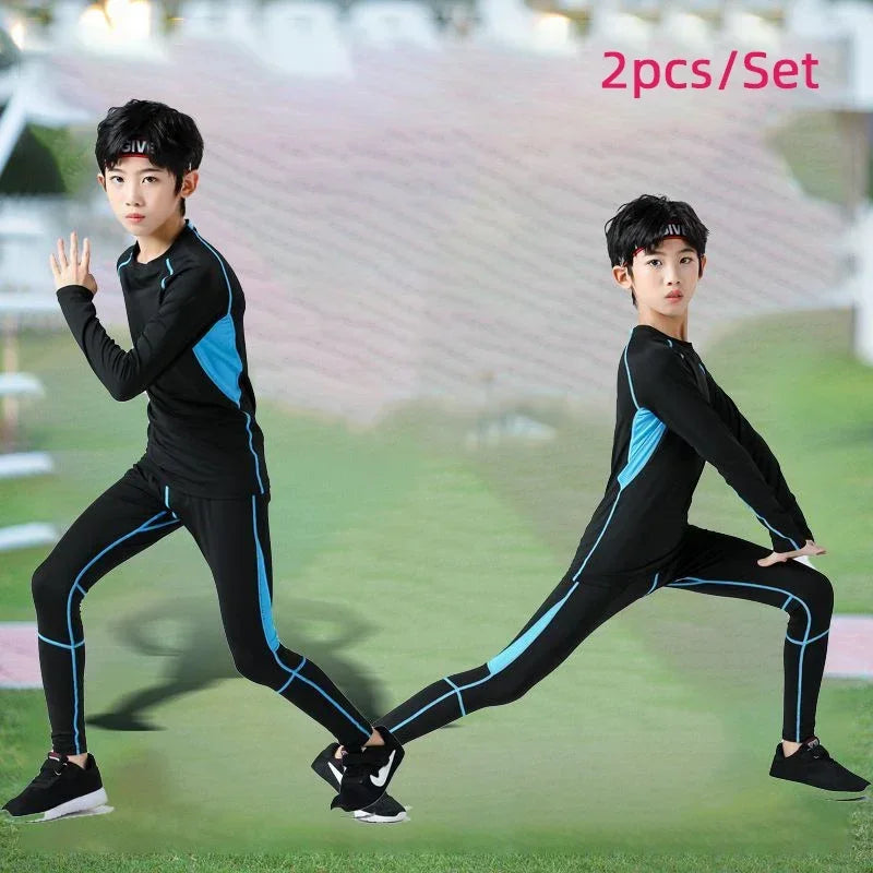 Kids Compression Running Basketball Sportswear Warm Pants Tops Underwear Youth Tight Sports Clothes for Boys Fitness Tracksuits
