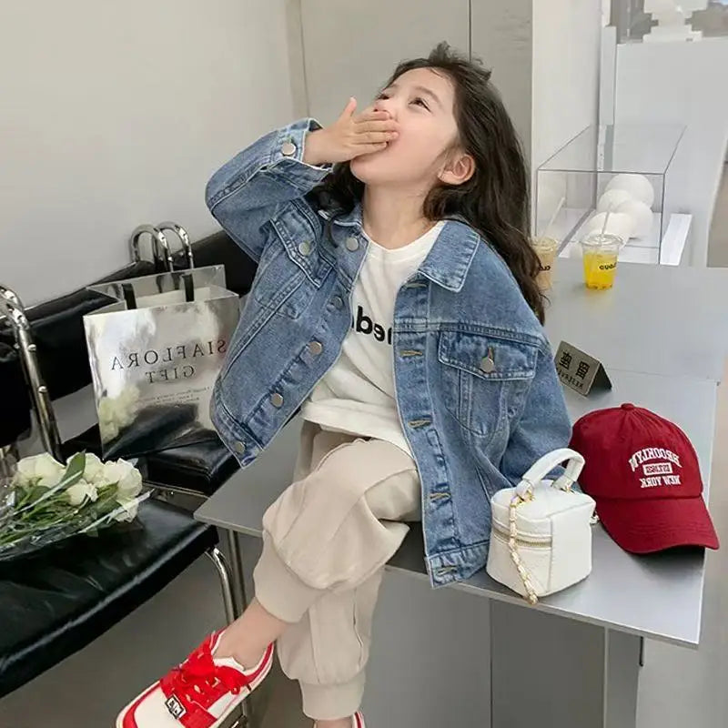 2025 New Fashion Kids Denim Jacket For Girls Coat Spring Autumn Children Outerwear Baby Casual Jackets Costume 4-12 Year