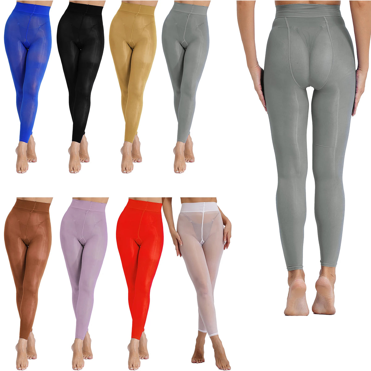 Womens Sheer Mesh Tights Pantyhose See Through Leggings High Waist Skinny Pants Sexy Lingerie Nightclub Pole Dancing Clubwear