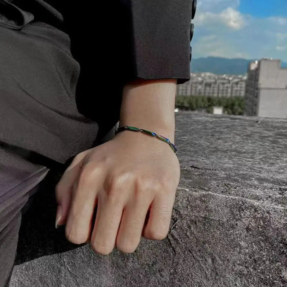 Elegant Couple Simple Personality Hip-hop Exquisite Men Bracelet Geometric Bangle Korean Jewelry Rhombus Chain