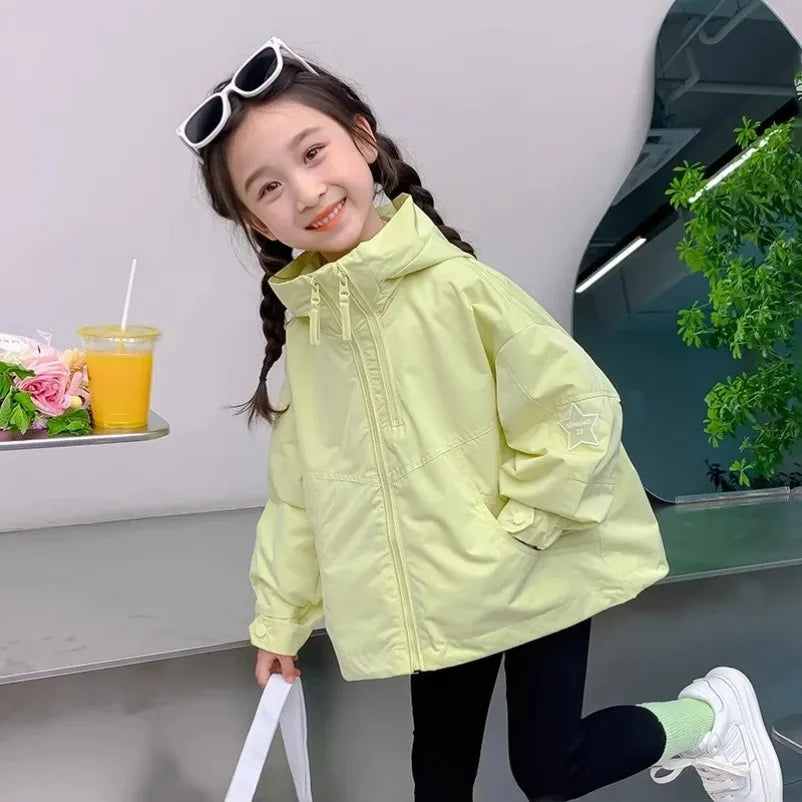 New Girl's Jacket Children Hooded Coats Kids Autumn Fashion Clothes Outerwear Children's Casual 2025 Spring Windbreaker Jackets