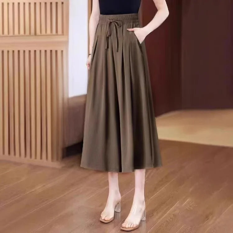Summer Thin Wide Leg Pants Women's Slimming Trousers Drapey Maxi Skirts Middle-Aged And ly Casual Skirt Pants