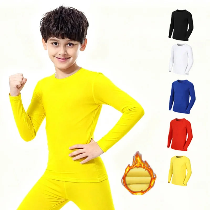 Kids Children Boy Girl Running Long T Shirt Fitness Sport Basketball Football Outdoor Hiking Jogging Thermal Soccer Clothes J25