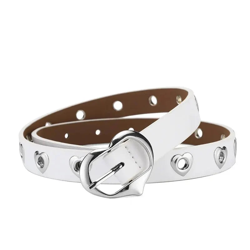 Children's Belt Fashion Heart Shaped Buckle Girls' Belt Student Thin Belt Cute Boys' Belt PU Belt School Supplies Teenager Belts