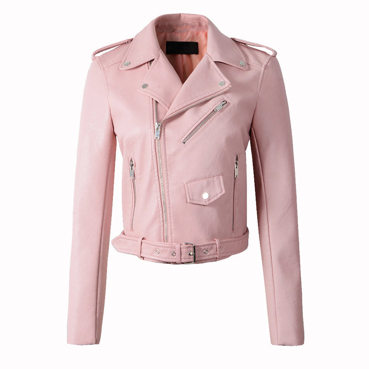 Women Faux Leather Jackets Casual Solid Color Lapel Button Lady Clothings Zip Up Slim Fit Comfortable Women's Winter Down Jacket