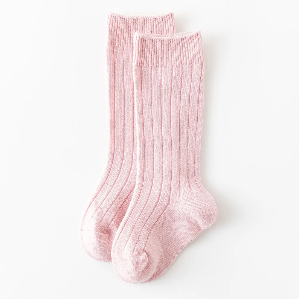 Baby Socks Newborn Kids Infant Girls Boys Knee High Sock Toddler Girl Solid Cotton Stripe Plain Long Sock For 0-3Years Children