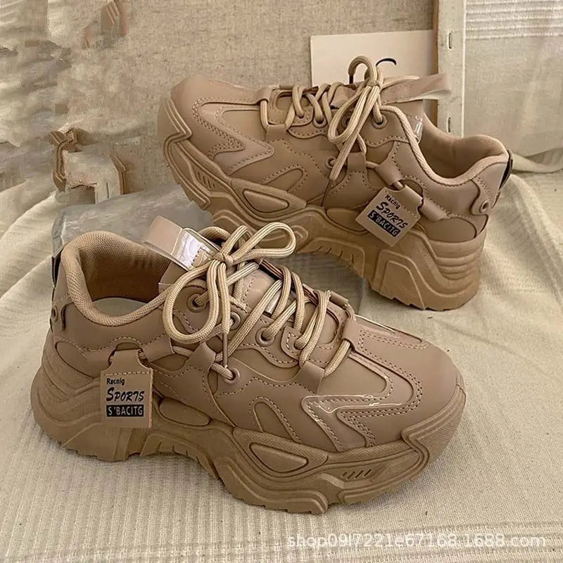 2026 Platform Sneakers for Women Spring Autumn New Chunky Platform Women Sports Shoes Fashion Thick Bottom PU Leather Sneakers