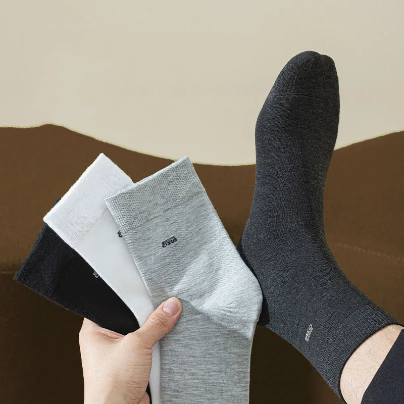 5 Pairs Socks For Men Set Autumn And Winter Plain Color Breathable Sweat Absorbing Versatile Sock Fashionable Funny Simple Trend