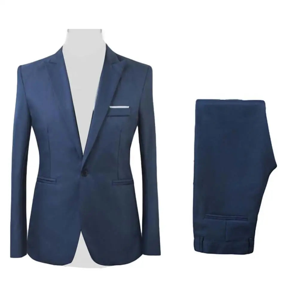 Men Suit Formal Party Long Sleeve Suit Pants Men s Solid Color Slim Fit Casual Business Suit Set Business Two piece Set