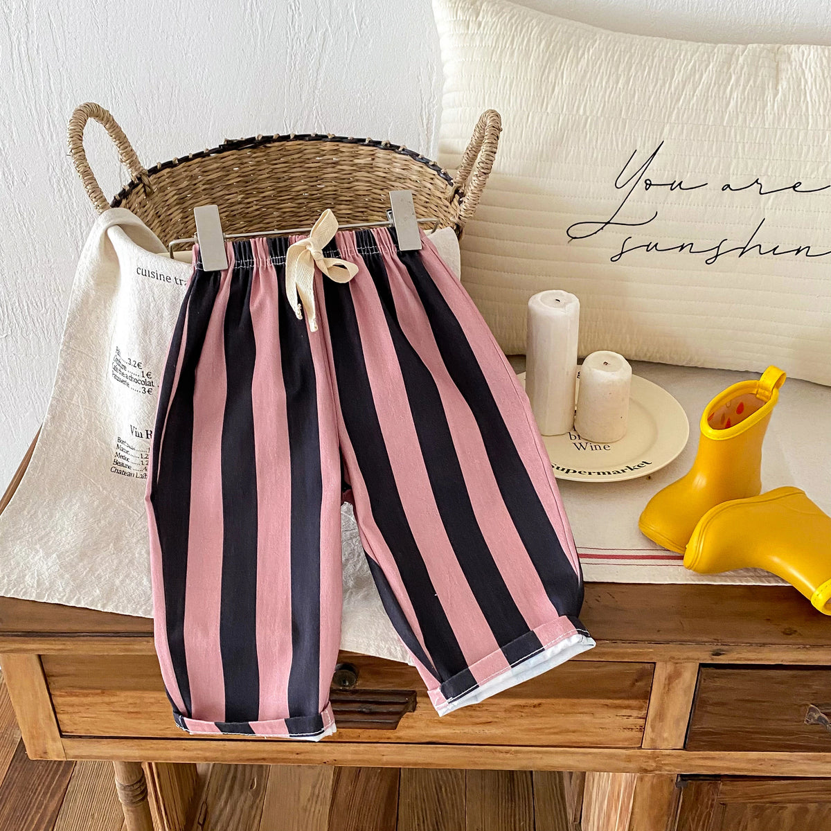 Striped Pants For Child New Style Summer Pants 1-6years Old Kids Simple Versatile Trousers Outer Wear Trendy Mosquito Pants