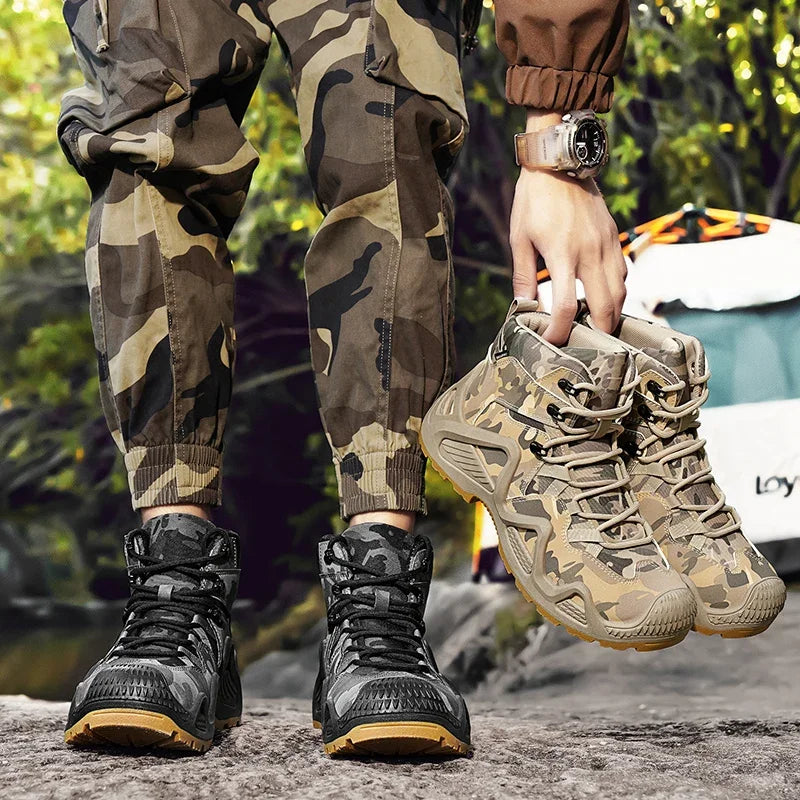 Men's High Top Training Boots Outdoor Non-slip Casual Platform Sneakers Men's Designer Desert Camouflage Tactical Boots 2026 New