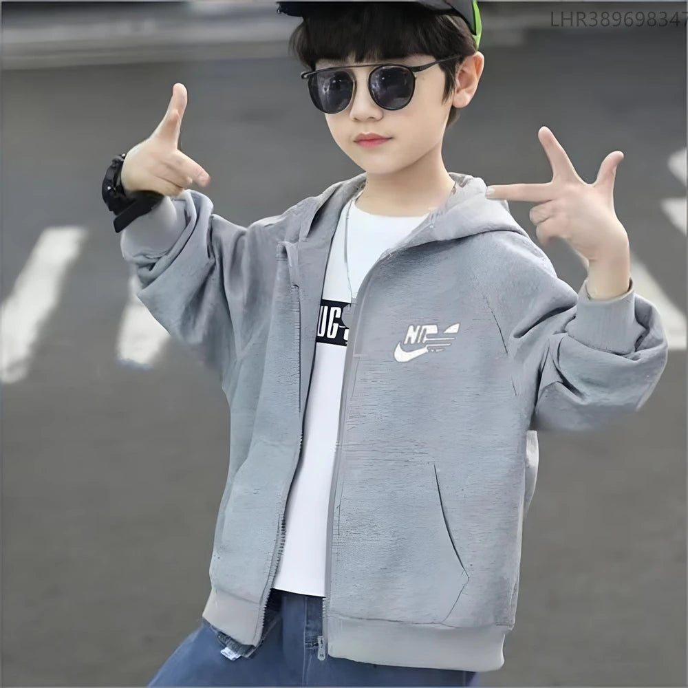 Children Coat Zipper Style Hoodies Girls Boys Age 3-12 Kids Fashion Black Pink  Long Sleeves Autumn Clothing Fun Brand Print
