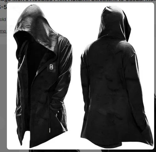 New style hoodie2025Cross-border European and American Style Men's Hoodie Cardigan Tough Guy No Zipper Printed Halloween Hooded