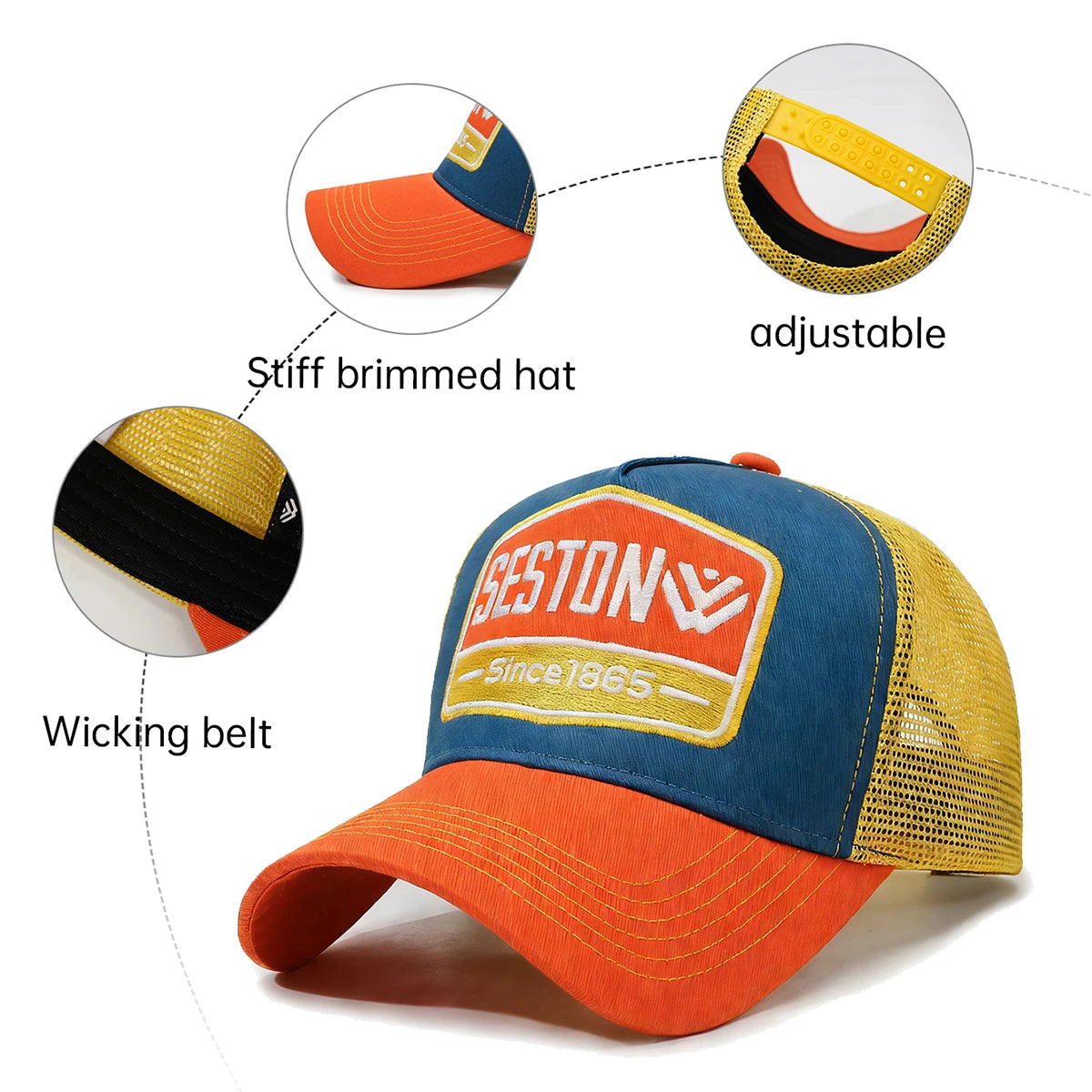 Branded Hats for Men, Spring and Summer Universal Baseball Caps, Large Head Circumference, Youthful Appearance, Face-Slimming Effect, Sun Protection Sun Hats
