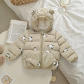 Kids Winter Warm Printed Jacket Boys Girls Windproof Hooded Cotton Coat with Ears Soft Children Baby Sportswear Student Outdoor