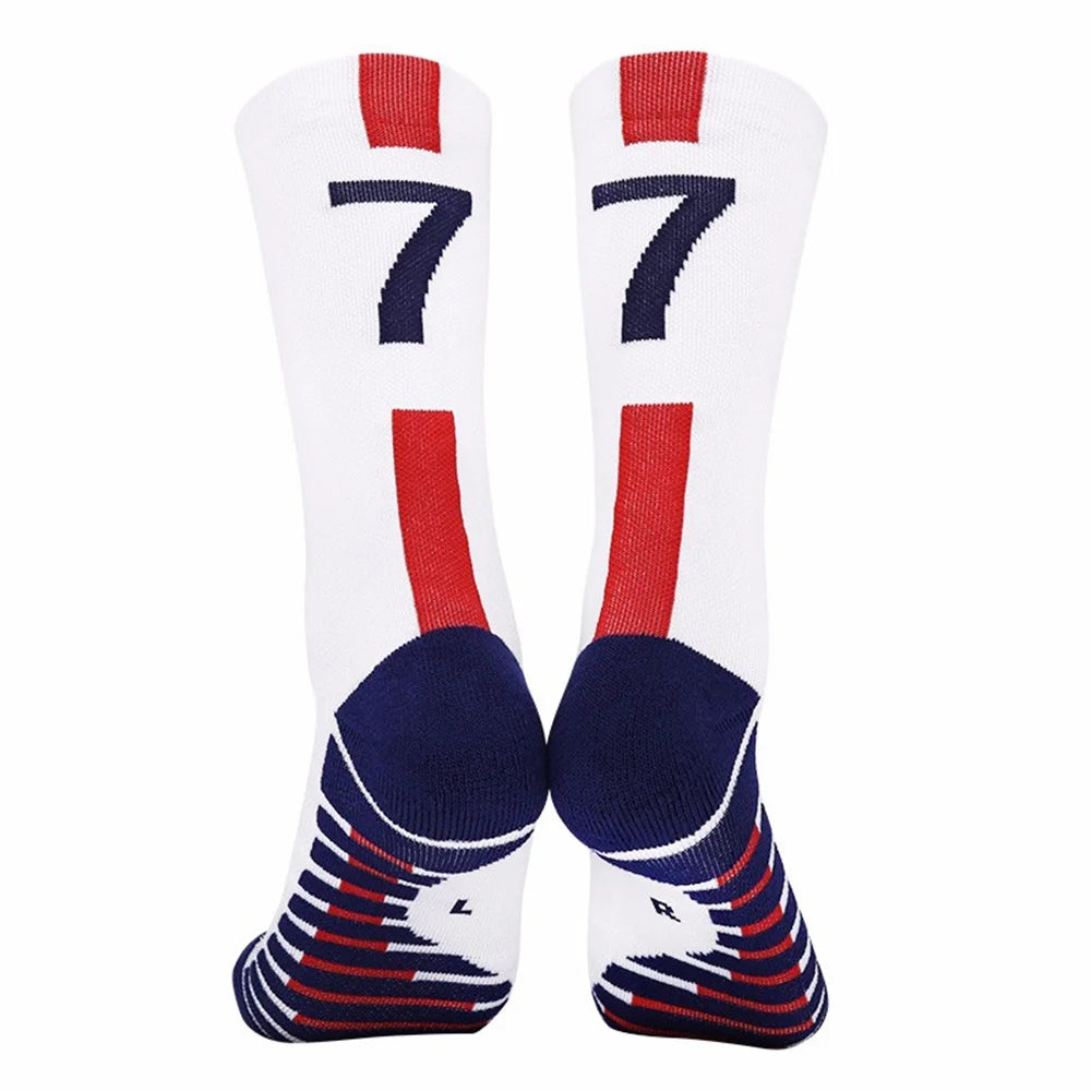 Kids Soccer Socks Number 10# Star 7# Mid-tube Boys Cycling Socks Outdoor Towel Bottom Fashion Men's Sport Football Short Socks