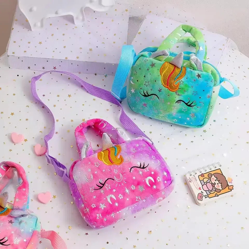 new Handbags Children Lovely Crossbody Bag Kids Girls Small Purse Colorful Plush Single Shoulder Storage Bag