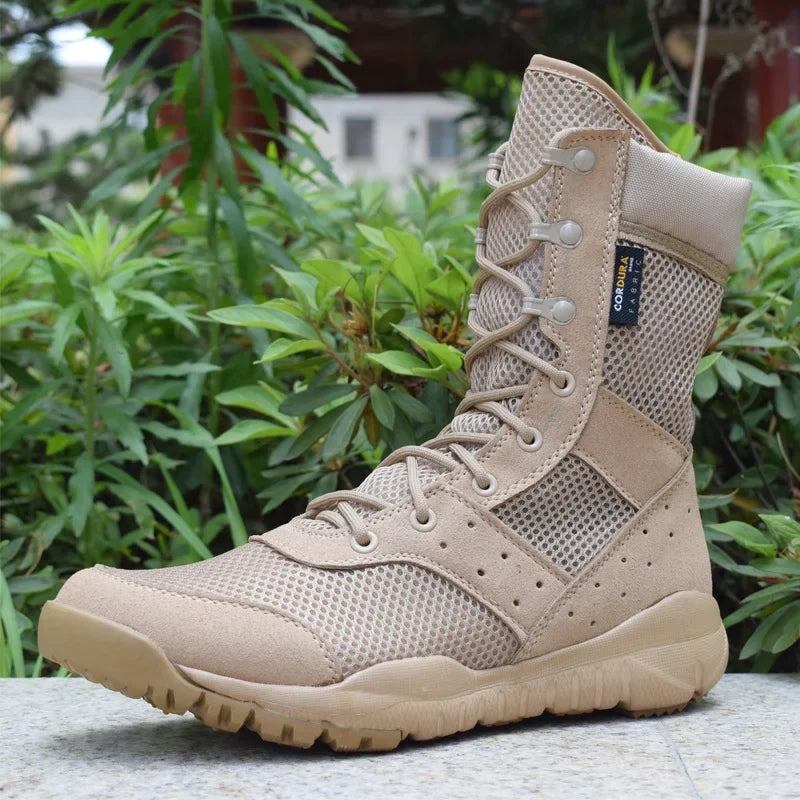 Men's Work Shoes Summer Light Men Ankle Boots Classic Waterproof Lace Up Woman Autumn Fashion Mesh Motorcycle Boots 2025