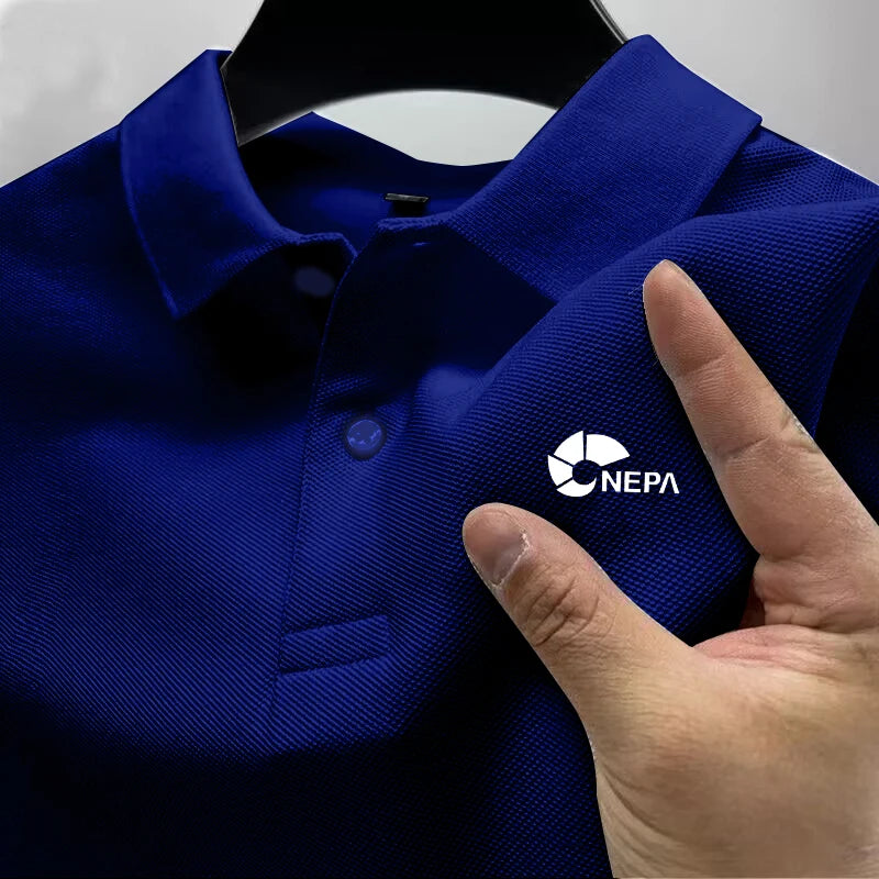 2026 Men's Reflective Polo Shirt, Color Button, Breathable, Casual, Fashionable, Business, Comfort, Summer, Shoes