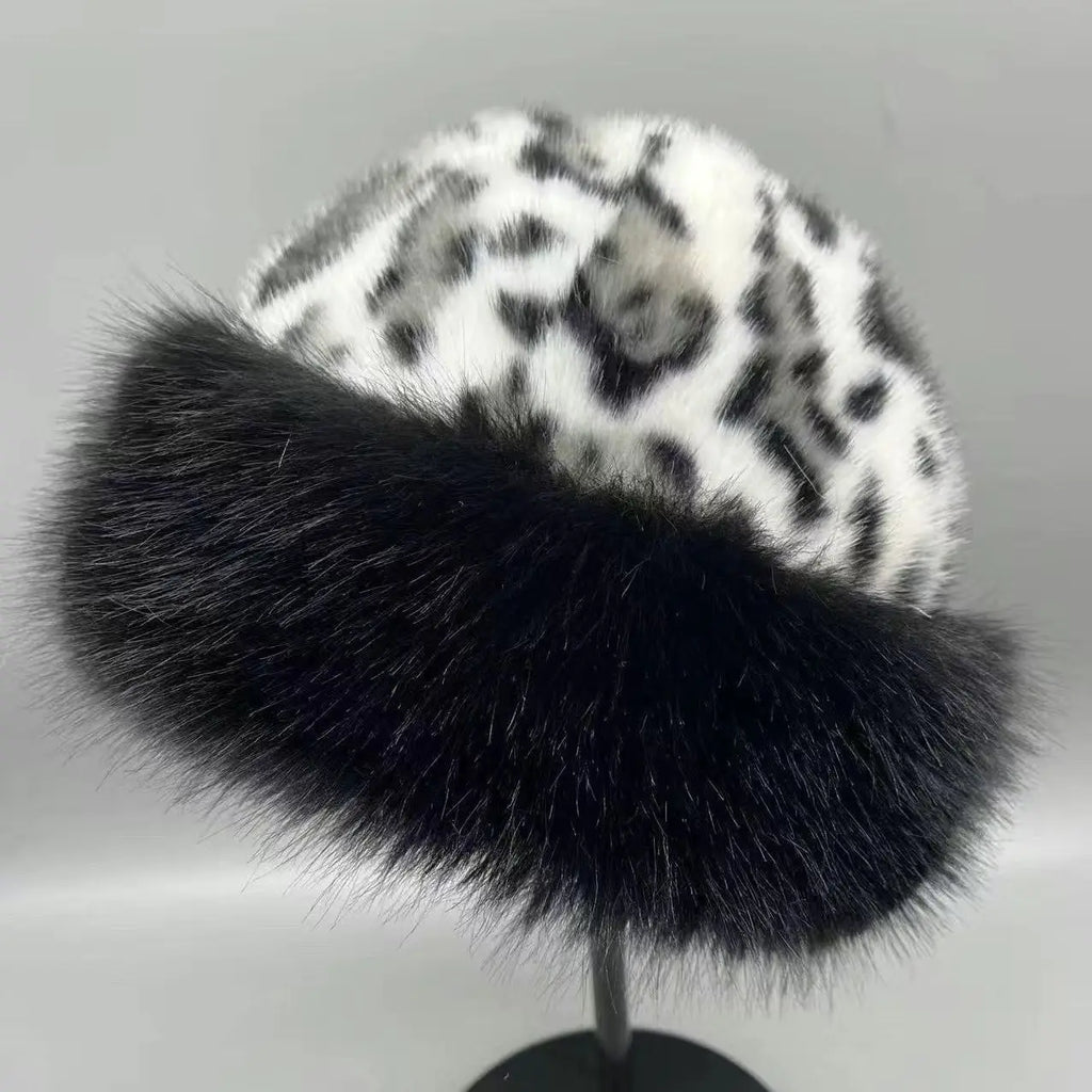 Women's Pullover Hats New Leopard Print Personalized Fashionable Cool Retro Beanies Thickened Plush Warm Plush Hats For Girl