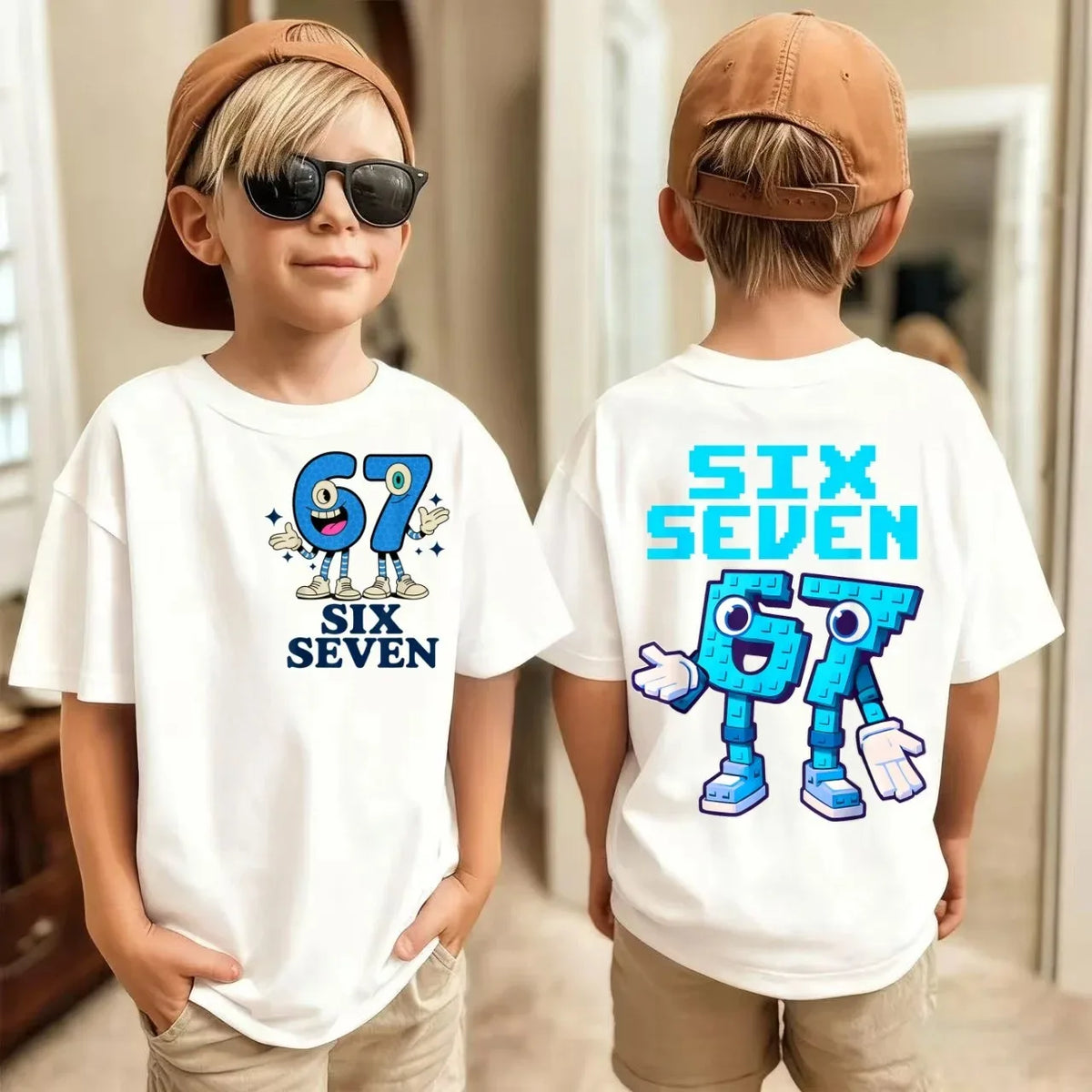 Summer Children's T-shirt Cotton Casual Fashion Kids Clothing 67 Six Seven Cute Print Trendy Boys Girls Short Sleeve Tees Tops