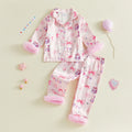 Birthday Toddler Baby Girls Pajama Sets Spring Loungewear Long Sleeve Lapel Button Cake Balloon Print Shirt Pant Sleepwear