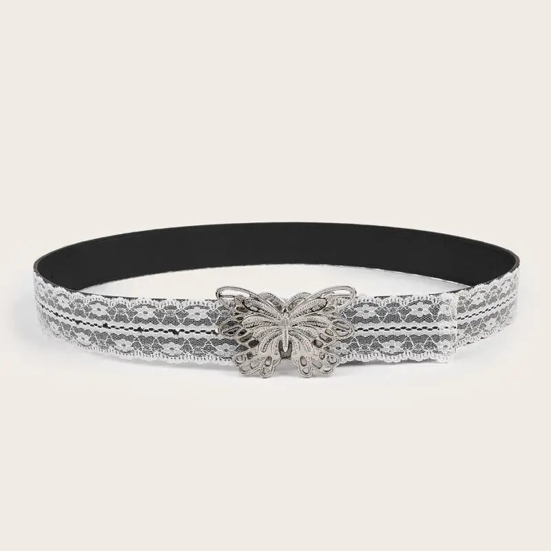 Beautiful White Floral Lace Waist Belt; Adjustable All-match Fashion Accent for Women; Casual Waist Strap Decor Accessory Gift.
