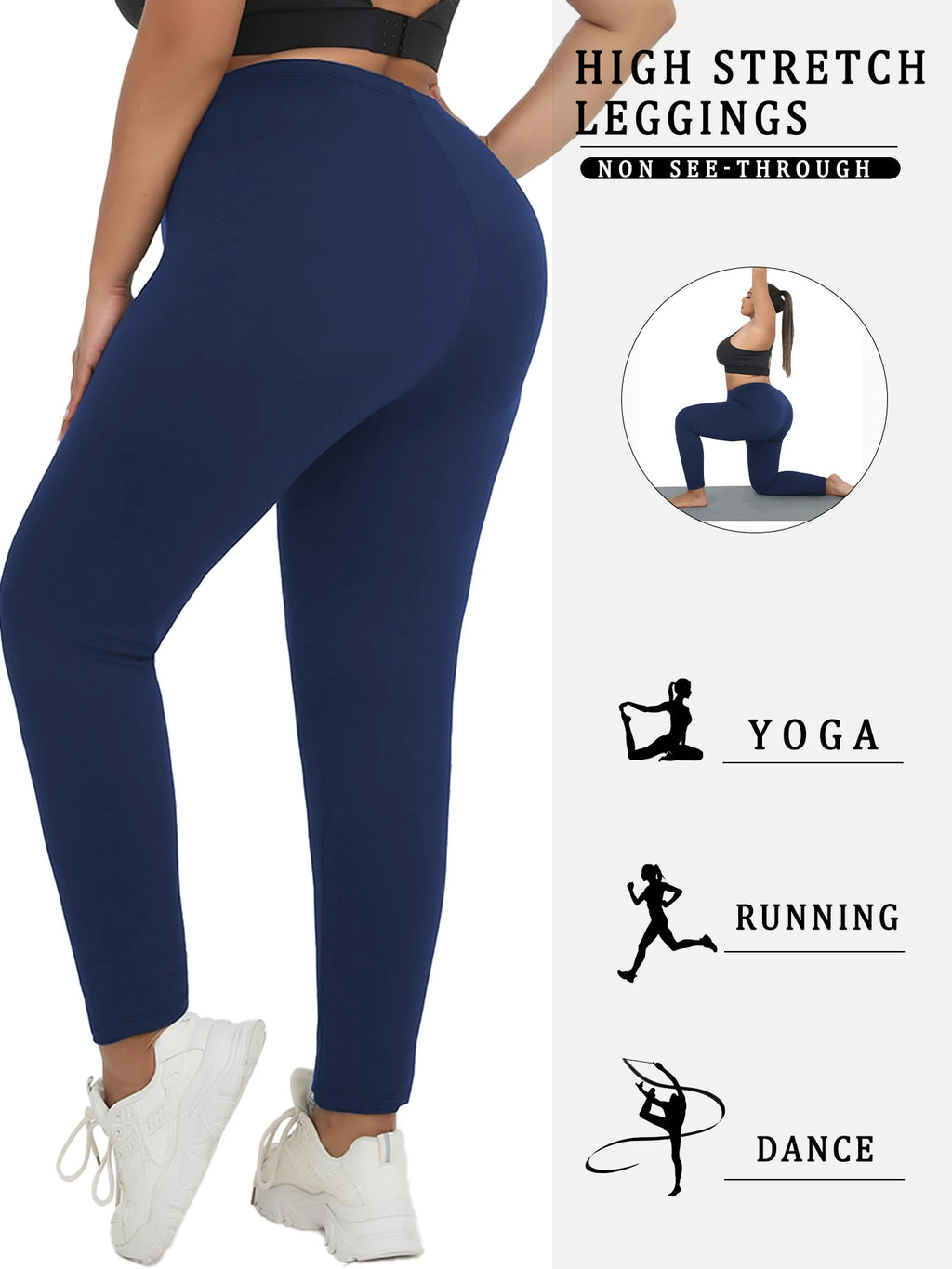 Plus Size Super Soft Leggings for Women - High Elasticity Tights for Yoga Running Workout Casual Wear