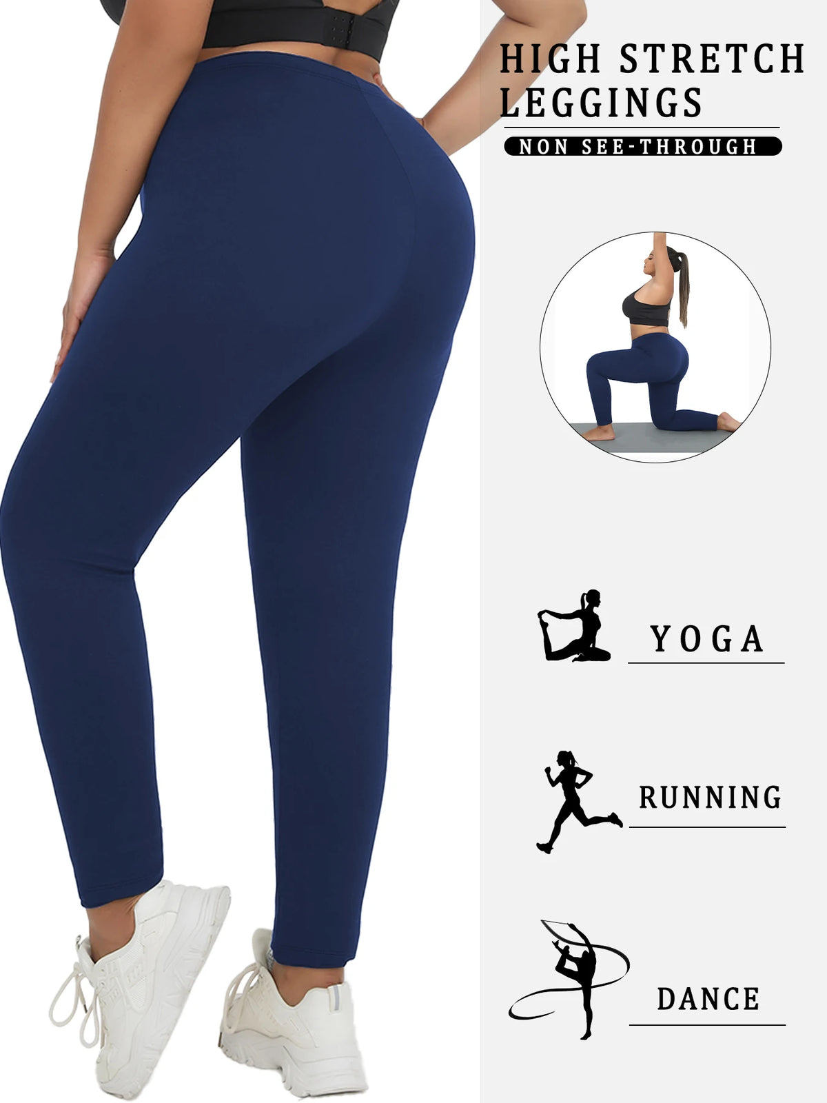 Plus Size Super Soft Leggings for Women - High Elasticity Tights for Yoga Running Workout Casual Wear