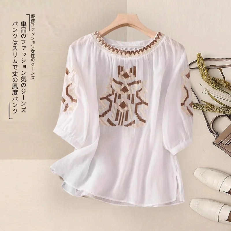 Fashionable Retro Linen Top And Pants Set for Women High End Cotton Linen Two Piece Suit Summer New Arrival Elegant Momwear