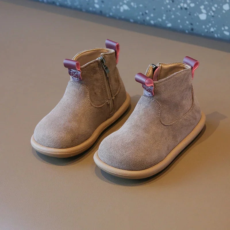 Baby Boys Girls Boots Oxford Suede Children Casual Shoes Outdoor Plush Anti-slip Infant Shoes Autumn Winter Kids Ankle Boots