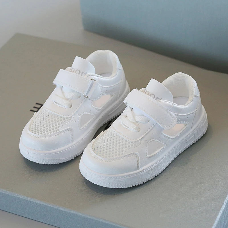 Kids White Sneakers 2026 Summer Breathable Mesh Shoes For Boys Girls Hollow Out Casual Board Shoes Soft Sole Toddler Shoes
