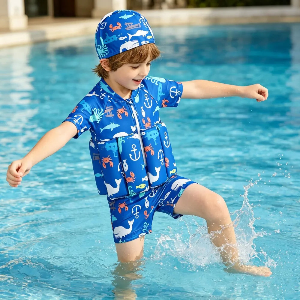 Boys Swimsuit 2026 Buoyancy Swimwear Floating Kids Swimming Set Toddler 1 to 2 3 4 5 6 Years Pink Blue Shark Children Float Suit