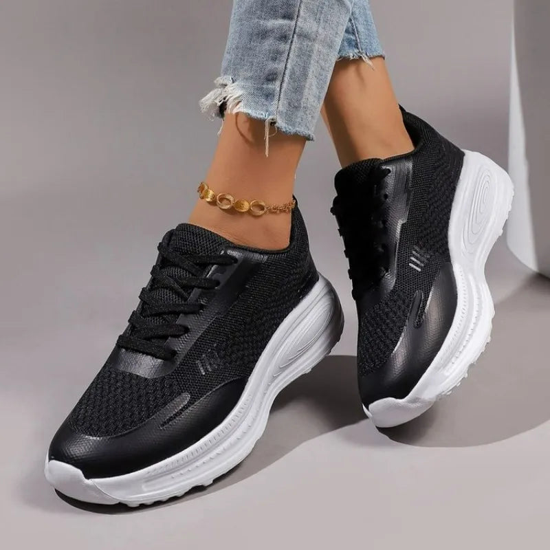 Women's Comfortable Casual Lace Up Sports Shoes Breathable Lightweight Daily Walking Sneakers for Outdoor Travel