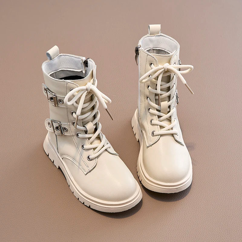 Baby Girls Autumn/Winter Hot Sale New Buckle Round Toe Comfort Cool Fashion Boots Kids Casual Single Elevated Walking Boots