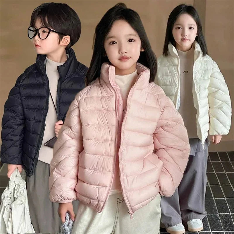 Winter Warm Baby and Girls Boys Lightweight Plain Turtleneck Zip Puffer Jackets Kids Windproof Coats Children Outfit Tops 1-12Yr