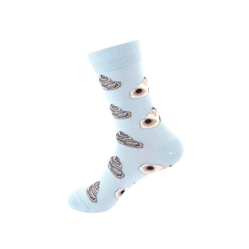 High Quality Funny Socks Women Men Cartoon Socks Seafood Eggs Avocado Sushi Sokken Calcetines Unisex Hip Hop Skateboard Socks