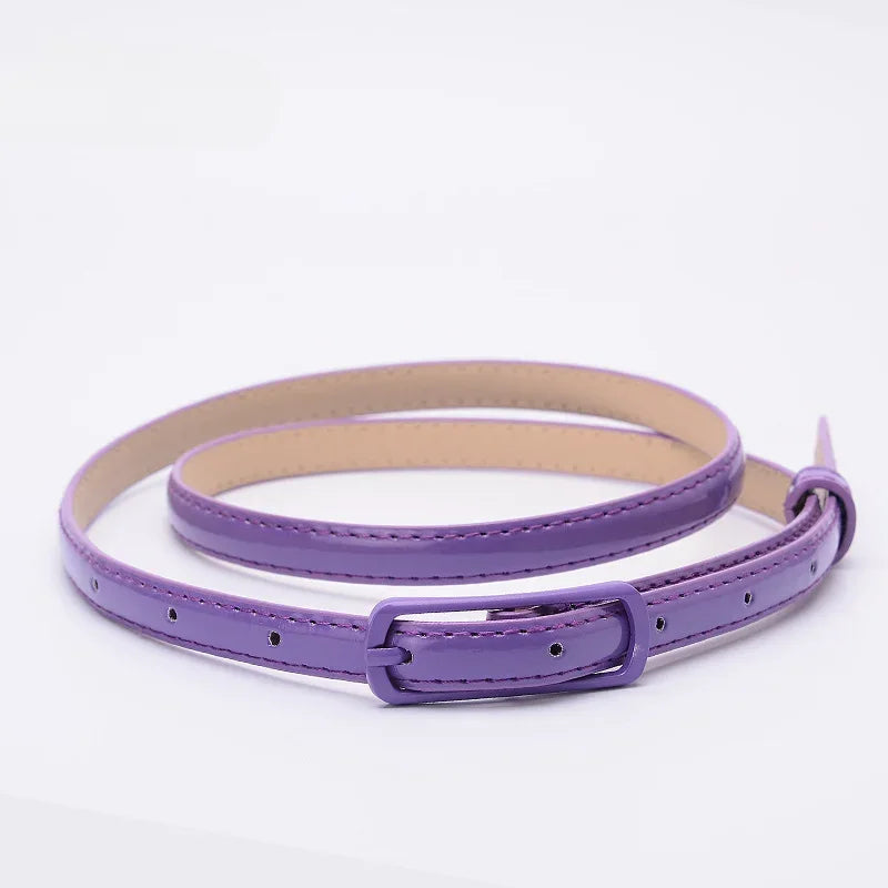 Children Candy Color Belts 1.2cm Super-thin PU Waistbands Simple Solid Color Casual Belts Girl Apparel Accessories