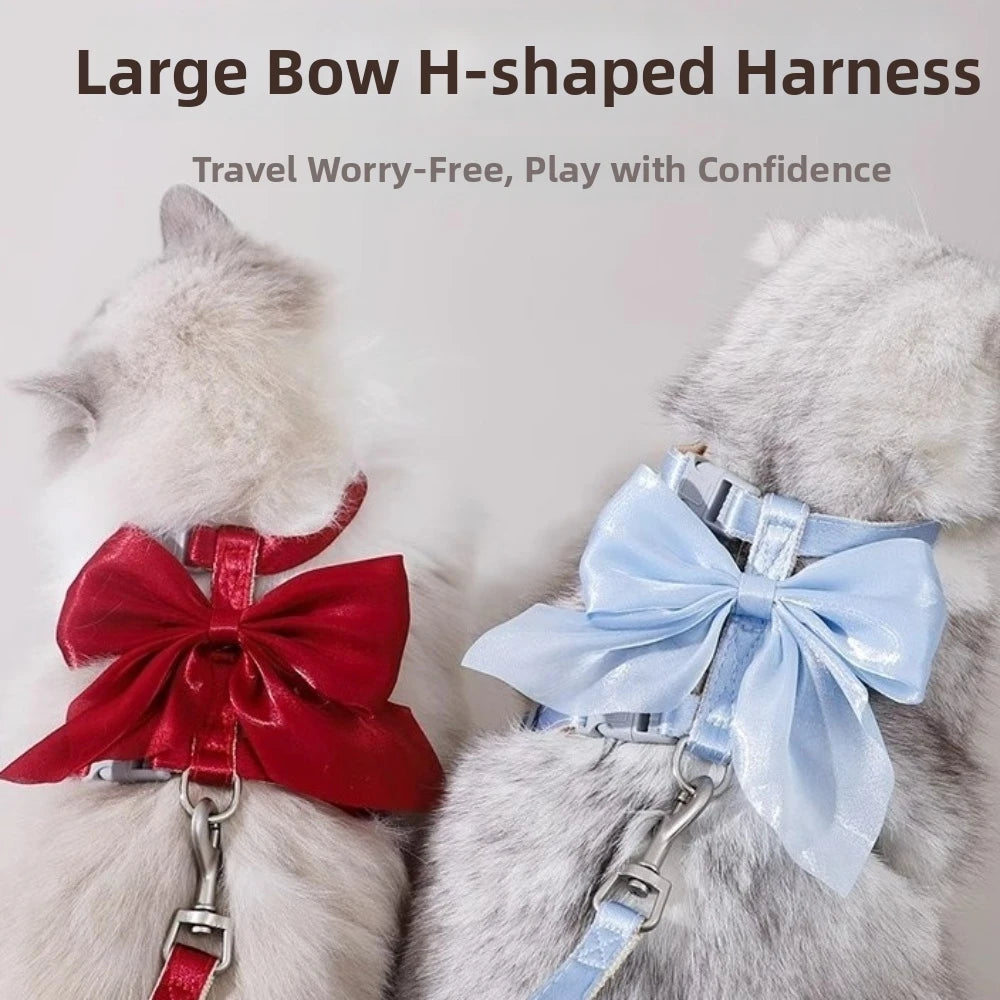 Pet Accessories Adjustable Pet Harness Escape-Proof Breathable Cat Leash Cute Bow Comfort Dog Chest Strap for Dogs Puppy Rabbit