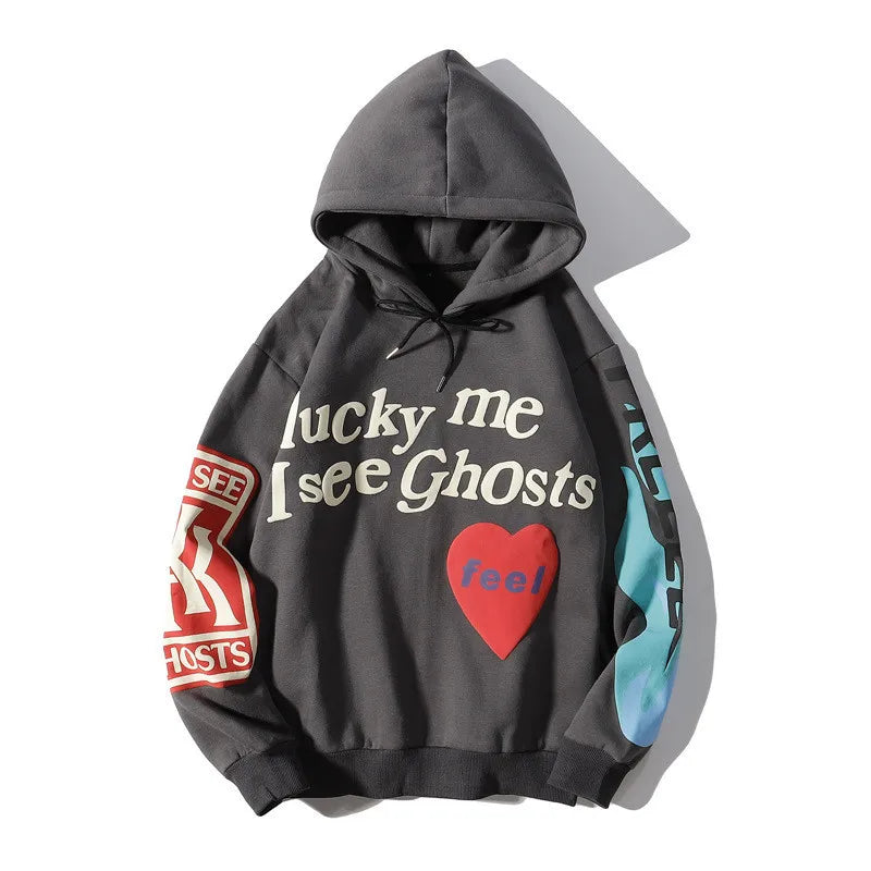 kanye Foamed love letters graffiti print hoodie for men and women with fleece jacket