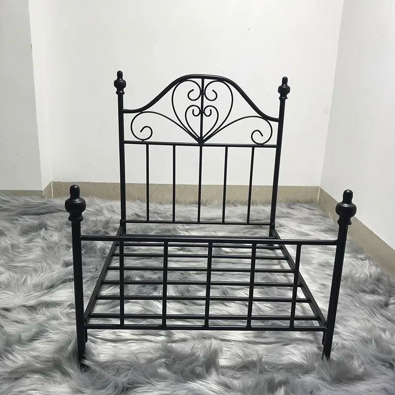 Princess Bed for Small Pets Wrought Iron Pet Bed Removable Washable Breathable Dog and Cat Bed Detachable Bed Frame