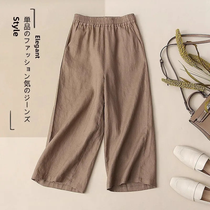 Fashionable Retro Linen Top And Pants Set for Women High End Cotton Linen Two Piece Suit Summer New Arrival Elegant Momwear