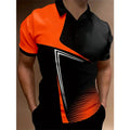 New 3D Printed Colorful Striped Man Polo Shirts Geometric Color Block Pattern Men's Clothes Shirt Casual Lapel Short Sleeve Tops