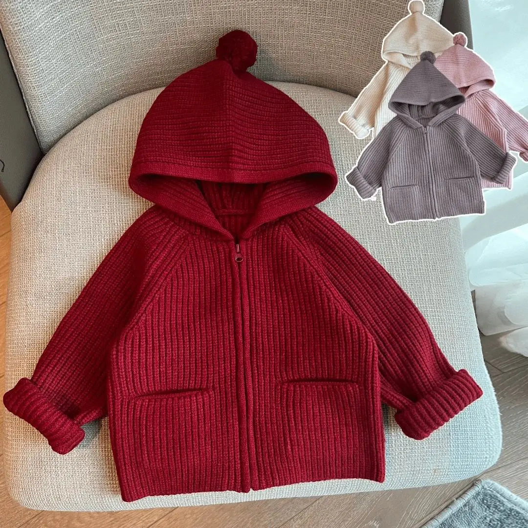 Childrens Sweater Christmas Trendy Kids Girls Knitted Cardigan Jacket Autumn Winter Boys Hooded Zipper Sweater Coat